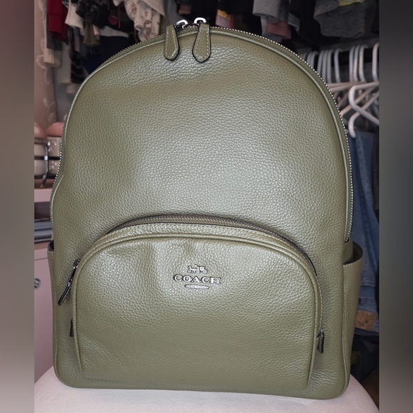 Coach Handbags - Coach Sage Green Leather Backpack